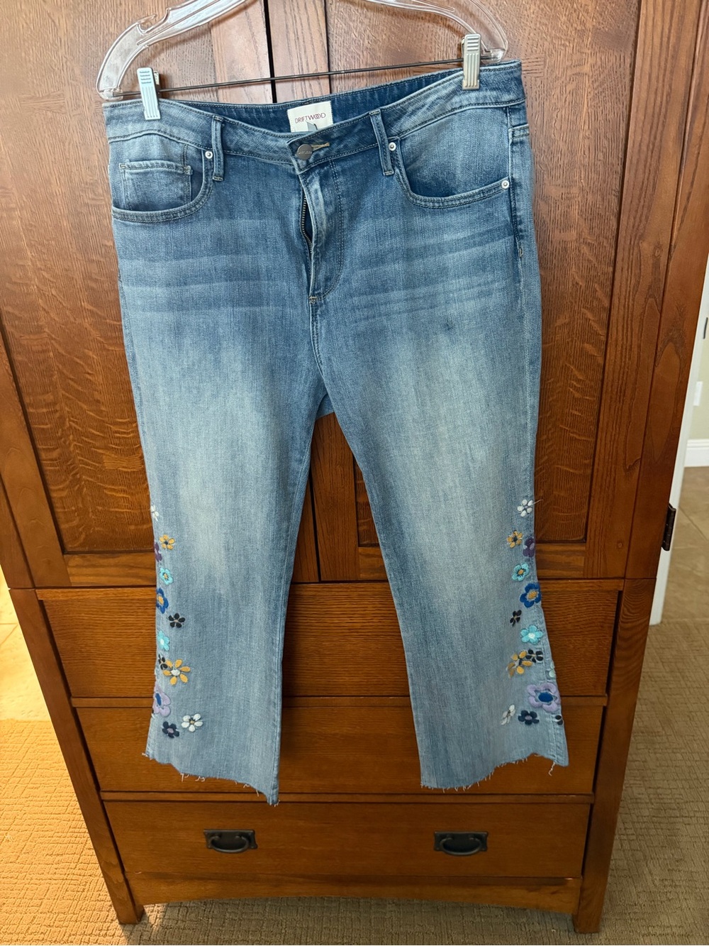 DRIFTWOOD Roxy Crop Flare Embroidered Blue Jeans